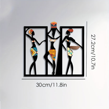 Zimonto - 1pc African Woman Silhouette Iron Wall Art, Ethnic Home Decor, Housewarming Gift, Metal Wall Hanging Sculpture 11.8*10.7in