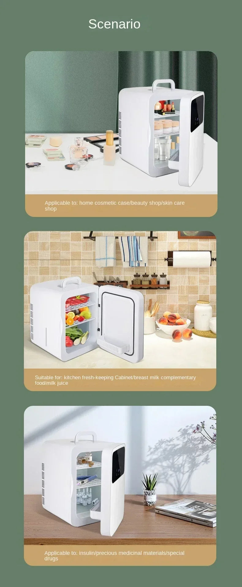 Zimonto - Portable Refrigerator, Mini Mini Refrigerator, Dual Purpose Cold and Warm Car and Home Refrigerator, Cosmetic Preservation Box