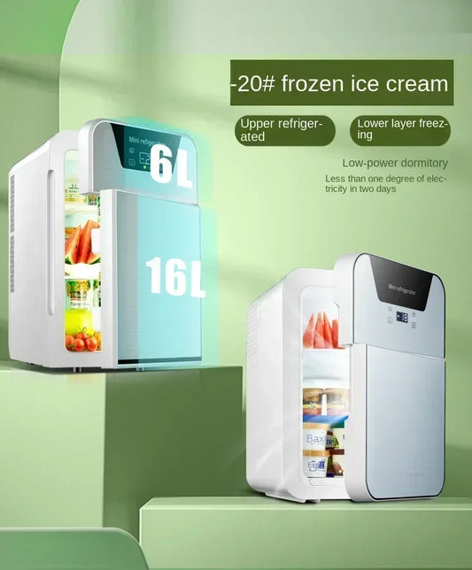Zimonto - 220V Compact Portable Fridge Mini for Car and Home Use, Dormitory Refrigerator, Small Freezer with Vehicle Power Adapter A