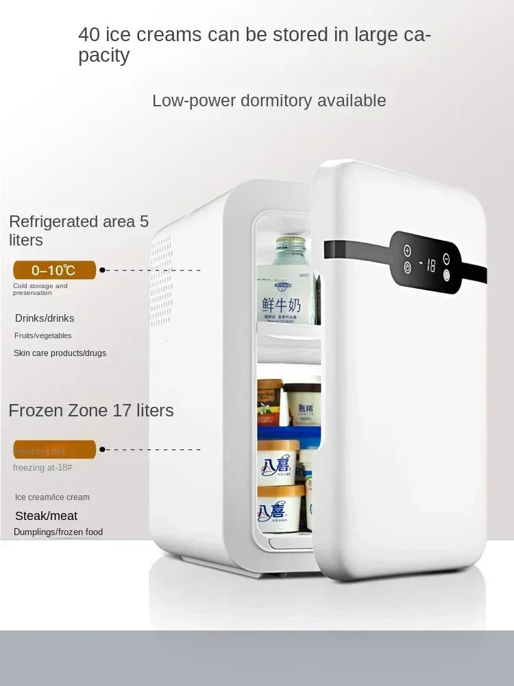 Zimonto - 220V Compact Portable Fridge Mini for Car and Home Use, Dormitory Refrigerator, Small Freezer with Vehicle Power Adapter A