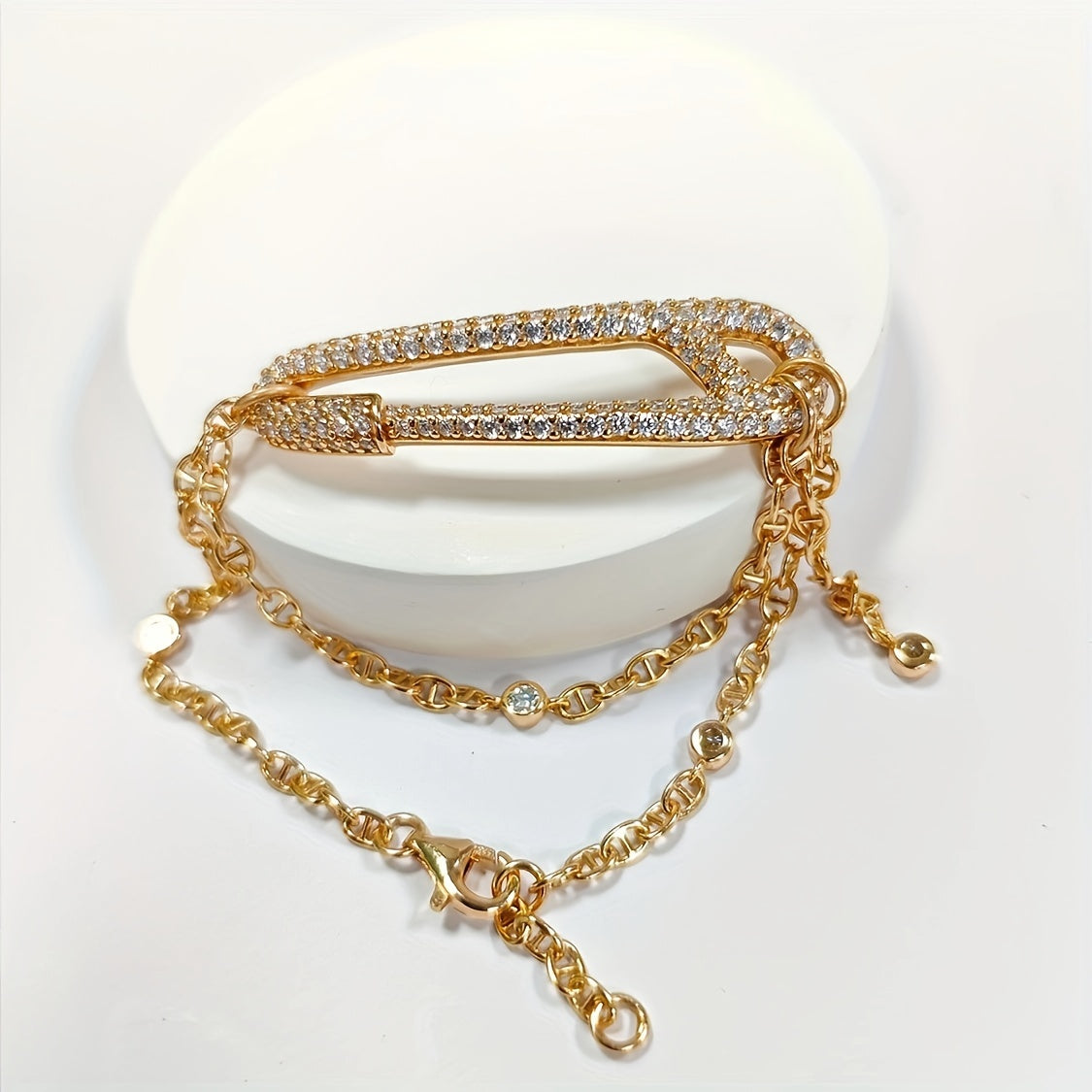 Zimonto - [1pc 1 Carat Moissanite Silver Bracelet] 1pc VOPU Elegant 18K Gold Plated 925 Silver Bracelet with 1 Carat Moissanite, Unisex, for Anniversary, Engagement, Birthday, Graduation, Christmas, Halloween Gifts 17cm 6.7inch
