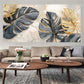 Zimonto - Modern Abstract Golden Leaves Canvas Art, 23.62" x 47.24", Frameless Fine Art Poster for Living Room & Bedroom Decor