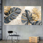 Zimonto - Modern Abstract Golden Leaves Canvas Art, 23.62" x 47.24", Frameless Fine Art Poster for Living Room & Bedroom Decor