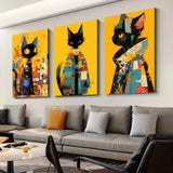 Zimonto - 3pcs Set of High-Definition Cat Art Prints with Frames - Perfect for Living Room, Bedroom & Entryway Decor | Ideal Gift for Friends, Cat Decor