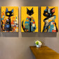 Zimonto - 3pcs Set of High-Definition Cat Art Prints with Frames - Perfect for Living Room, Bedroom & Entryway Decor | Ideal Gift for Friends, Cat Decor