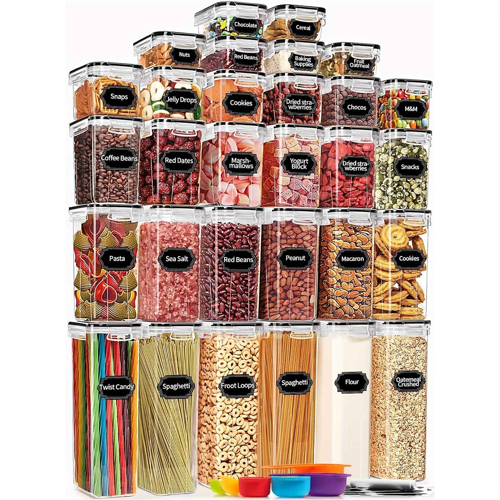 14-Piece Airtight Food Storage Set with Customizable Labels, Dishwasher Safe, BPA-Free Containers