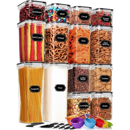 14-Piece Airtight Food Storage Set with Customizable Labels, Dishwasher Safe & BPA-Free Containers