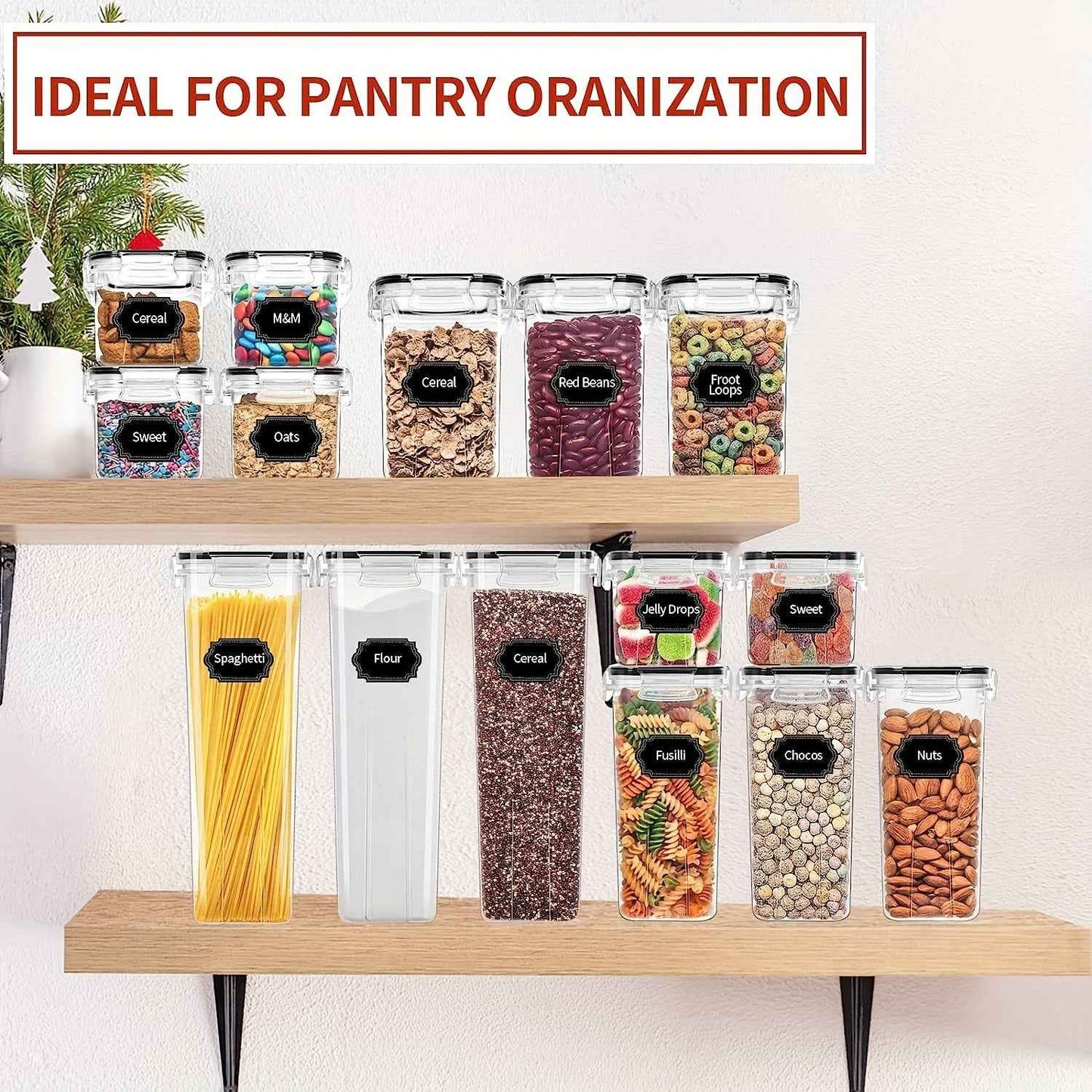 14-Piece Airtight Food Storage Set with Customizable Labels, Dishwasher Safe & BPA-Free Containers