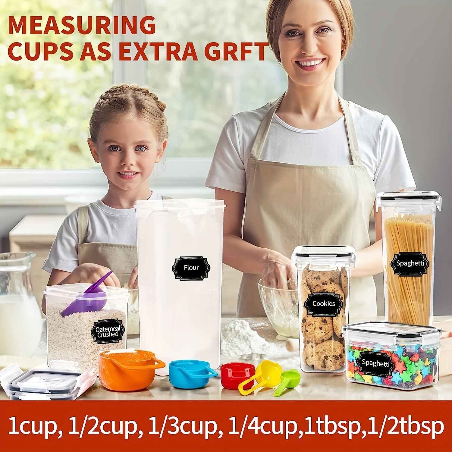 14-Piece Airtight Food Storage Set with Customizable Labels, Dishwasher Safe & BPA-Free Containers