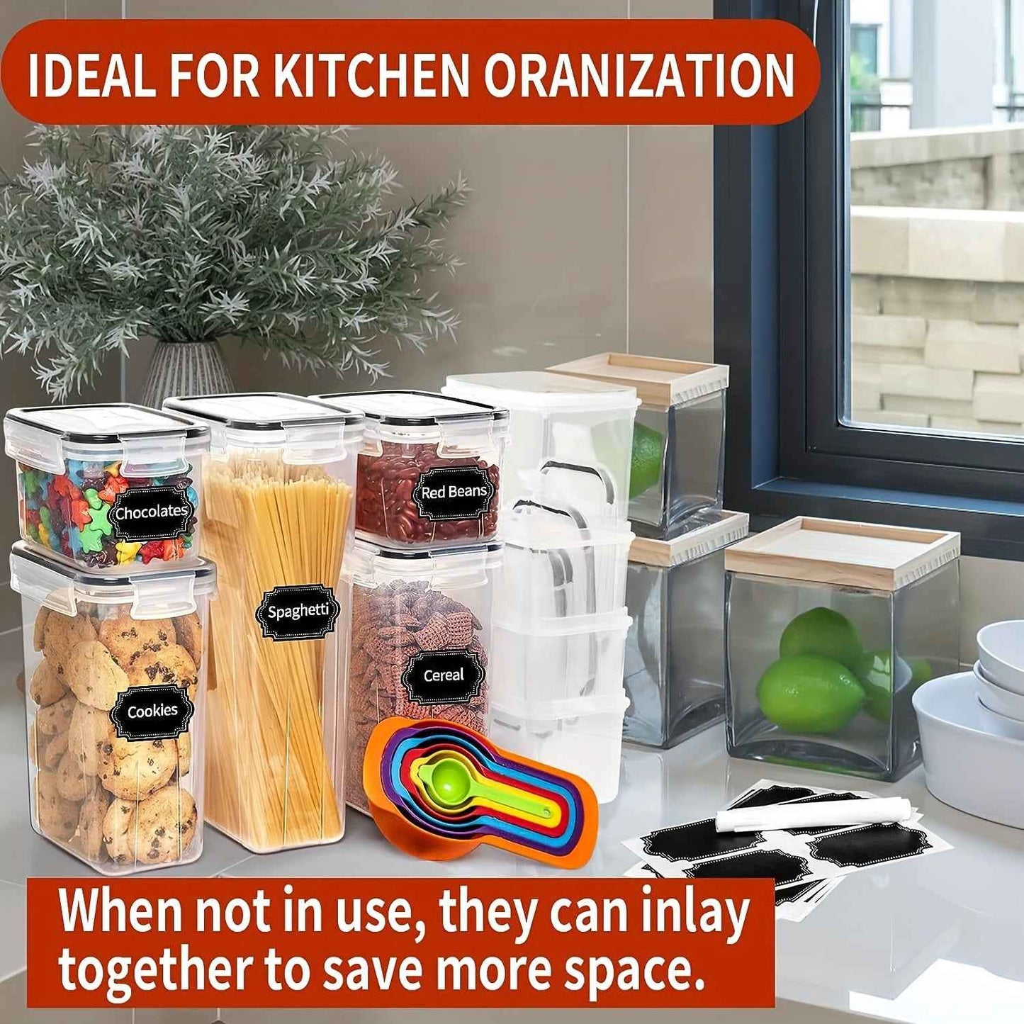 14-Piece Airtight Food Storage Set with Customizable Labels, Dishwasher Safe & BPA-Free Containers