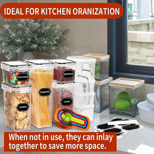 14-Piece Airtight Food Storage Set with Customizable Labels, Dishwasher Safe & BPA-Free Containers