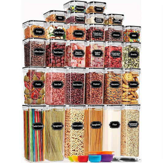 14-Piece Airtight Food Storage Set with Customizable Labels, Dishwasher Safe & BPA-Free Containers