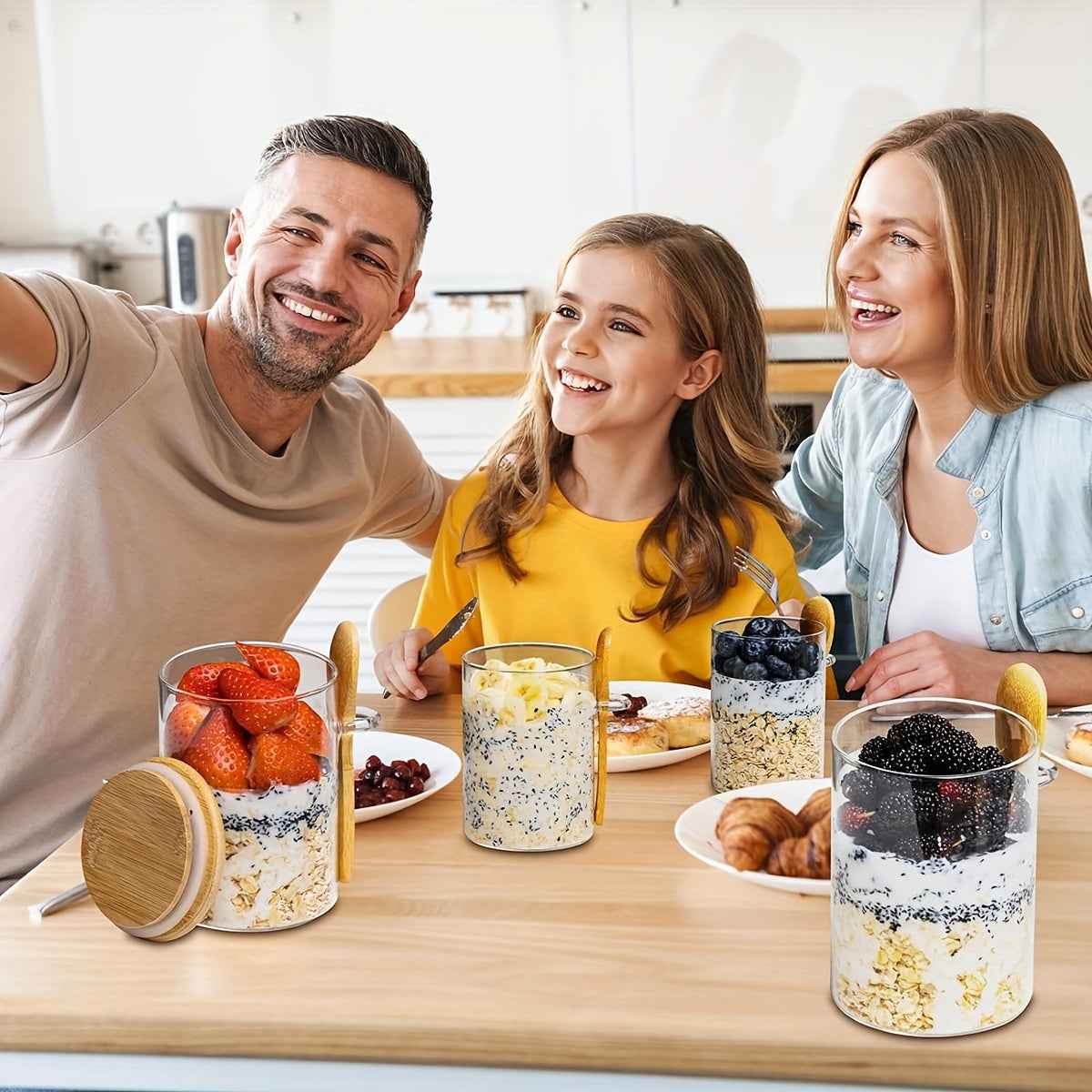 Versatile 16 Oz Glass Jars with Lids and Spoons