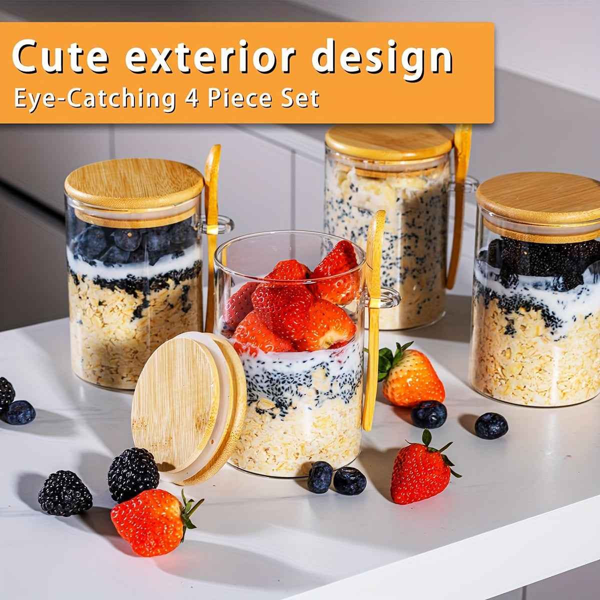 Versatile 16 Oz Glass Jars with Lids and Spoons