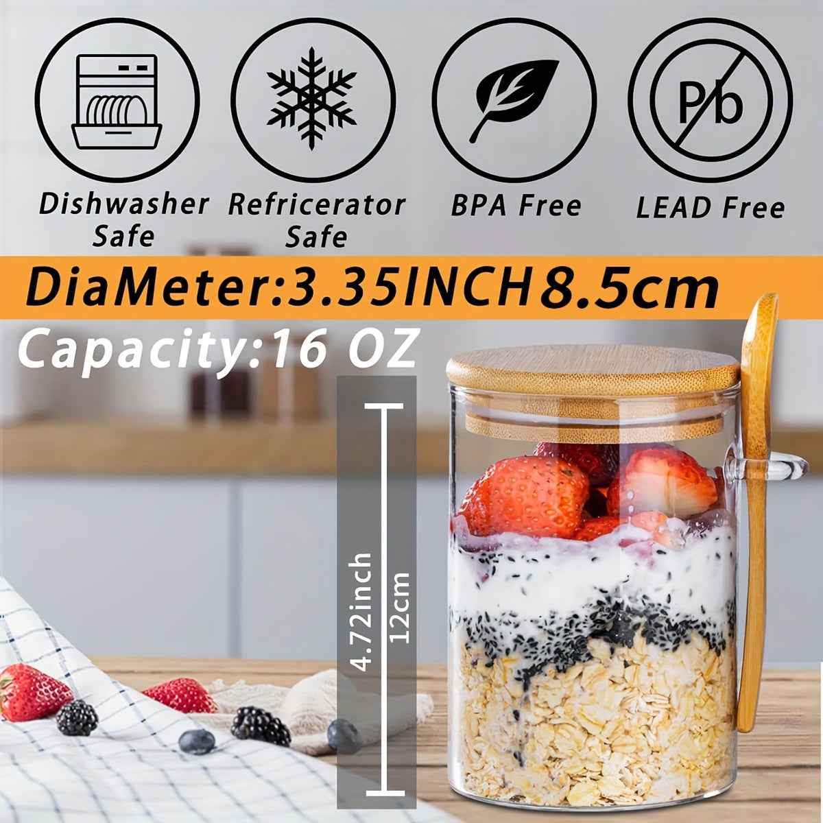 Versatile 16 Oz Glass Jars with Lids and Spoons