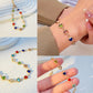 Zimonto - 8PCS Colorful Faux Crystal Love Heart Butterfly Artificial Pearl Beaded Bracelet For Women, Elegant Cute Golden Bracelets Set For Her, Perfect For Party Holiday Casual Daily Wear