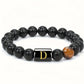 Zimonto - 1pc A to Z 26 Letters Fashion Tiger Eye Stone Men's Bracelet, Perfect Birthday, Valentine's Day, and Father's Day Gift for Husband and Boyfriend D