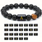 Zimonto - 1pc A to Z 26 Letters Fashion Tiger Eye Stone Men's Bracelet, Perfect Birthday, Valentine's Day, and Father's Day Gift for Husband and Boyfriend