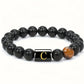 Zimonto - 1pc A to Z 26 Letters Fashion Tiger Eye Stone Men's Bracelet, Perfect Birthday, Valentine's Day, and Father's Day Gift for Husband and Boyfriend C