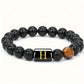 Zimonto - 1pc A to Z 26 Letters Fashion Tiger Eye Stone Men's Bracelet, Perfect Birthday, Valentine's Day, and Father's Day Gift for Husband and Boyfriend H