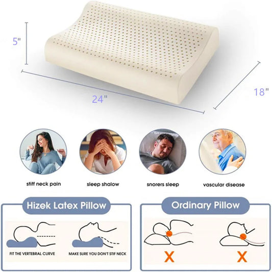 Zimonto - Thailand Pure Natural Latex Pillow Cervical Pillow Protect Memory Foam Pillow For Sleeping Orthopedic Pillow Slow Rebound60x40