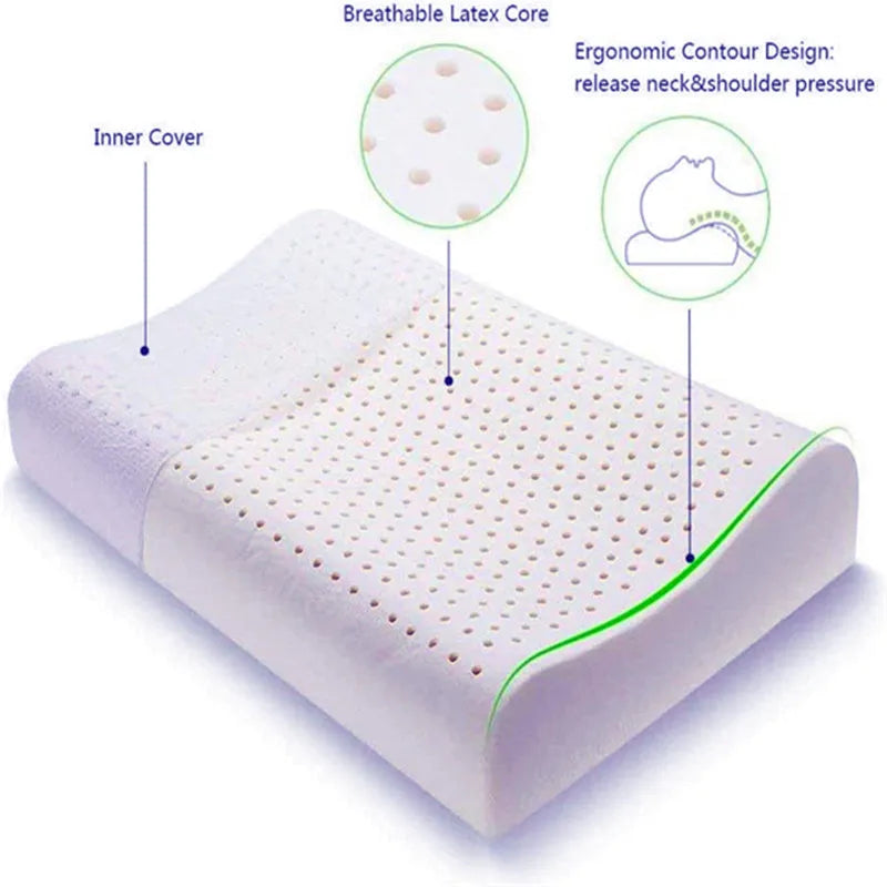 Zimonto - Thailand Pure Natural Latex Pillow Cervical Pillow Protect Memory Foam Pillow For Sleeping Orthopedic Pillow Slow Rebound60x40