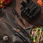 Astercook 15-Piece Knife Set With Built-In Sharpener, Sleek Black Block, Stainless Steel Durability