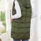 Womens Long Sleeveless Puffer Vest with Removable Hood