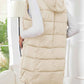 Womens Long Sleeveless Puffer Vest with Removable Hood