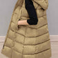 Womens Long Sleeveless Puffer Vest with Removable Hood