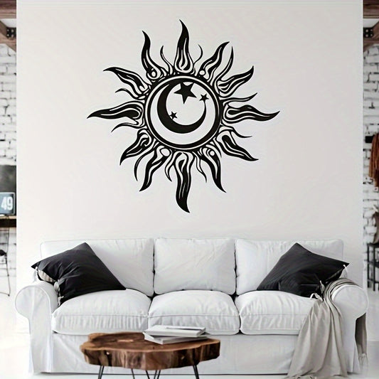 Zimonto - 15.7"x15.7" Large Metal Sun, Moon & Star Wall Art - Easy-Hang Decor for Living Room and Outdoor Spaces