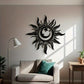 Zimonto - 15.7"x15.7" Large Metal Sun, Moon & Star Wall Art - Easy-Hang Decor for Living Room and Outdoor Spaces