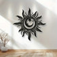 Zimonto - 15.7"x15.7" Large Metal Sun, Moon & Star Wall Art - Easy-Hang Decor for Living Room and Outdoor Spaces