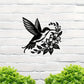 Zimonto - 1pc Hummingbird & Flowers Metal Wall Art, Iron Decorative Plaque for Home, Farmhouse, Garden, Porch, Living Room, Bedroom, Dining Room Wall Hanging, Outdoor & Indoor Decoration, Gift Idea