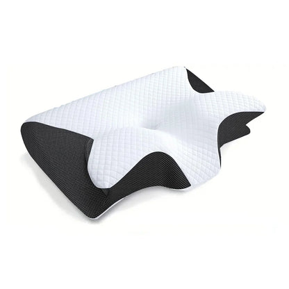 Zimonto - 1pc Memory Foam Cervical Pillow, 2 in 1 Ergonomic Contour Orthopedic Pillow for Neck Pain, Contoured Support Pillows,Neck Pillow Black