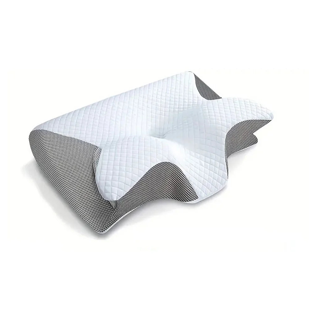 Zimonto - 1pc Memory Foam Cervical Pillow, 2 in 1 Ergonomic Contour Orthopedic Pillow for Neck Pain, Contoured Support Pillows,Neck Pillow Light Gray