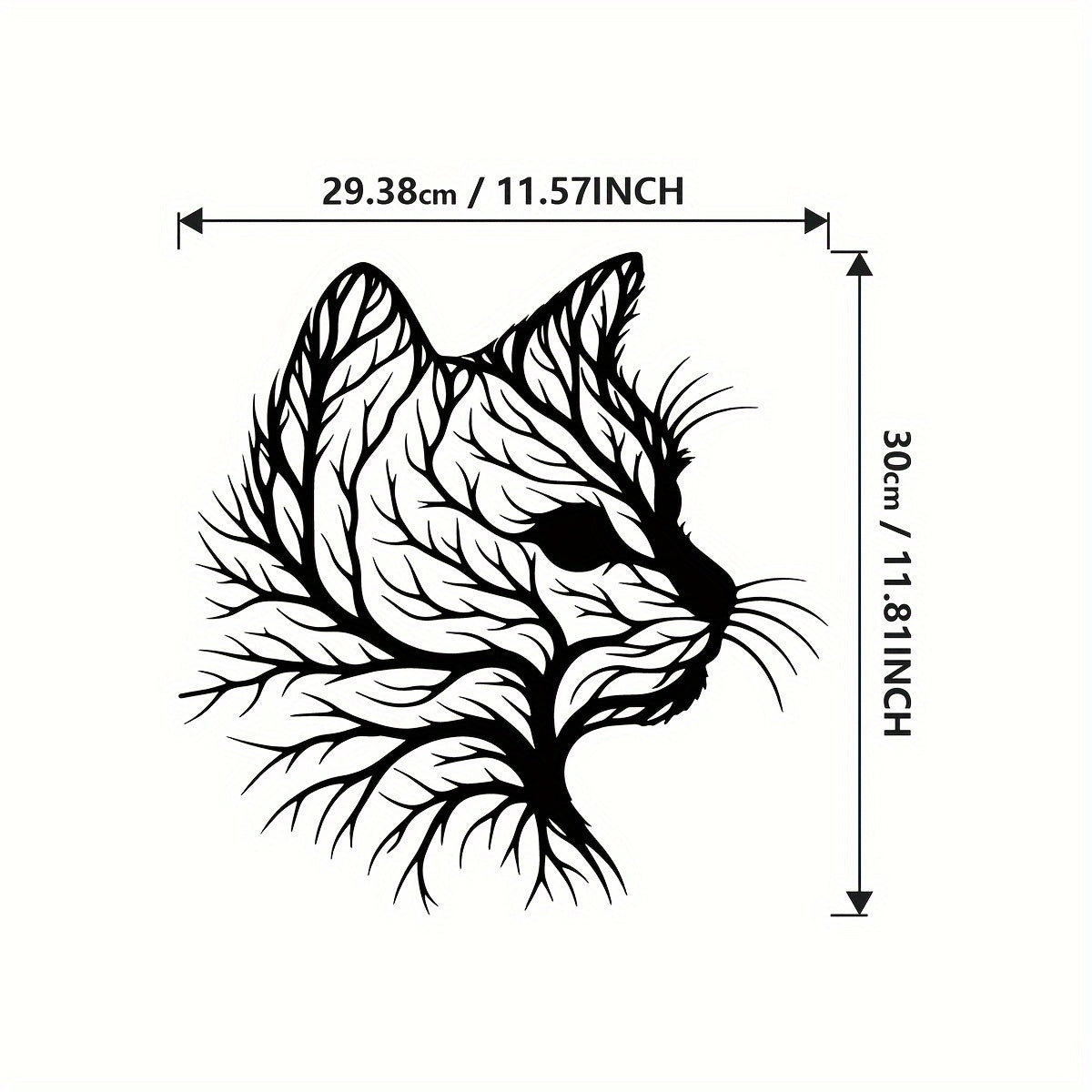 Zimonto - Elegant Cat Silhouette Tree Art Metal Wall Decor - Natural Style Home Decor, Unique Animal Enthusiast Gift, Minimalist Wall Art, Housewarming Gift for Office, Living Room, Bedroom, Kitchen, Patio - Iron Material Black