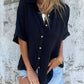 Trendsi - Full Size Button Down Short Sleeve Shirt Plus Size
