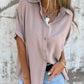 Trendsi - Full Size Button Down Short Sleeve Shirt Plus Size Mocha