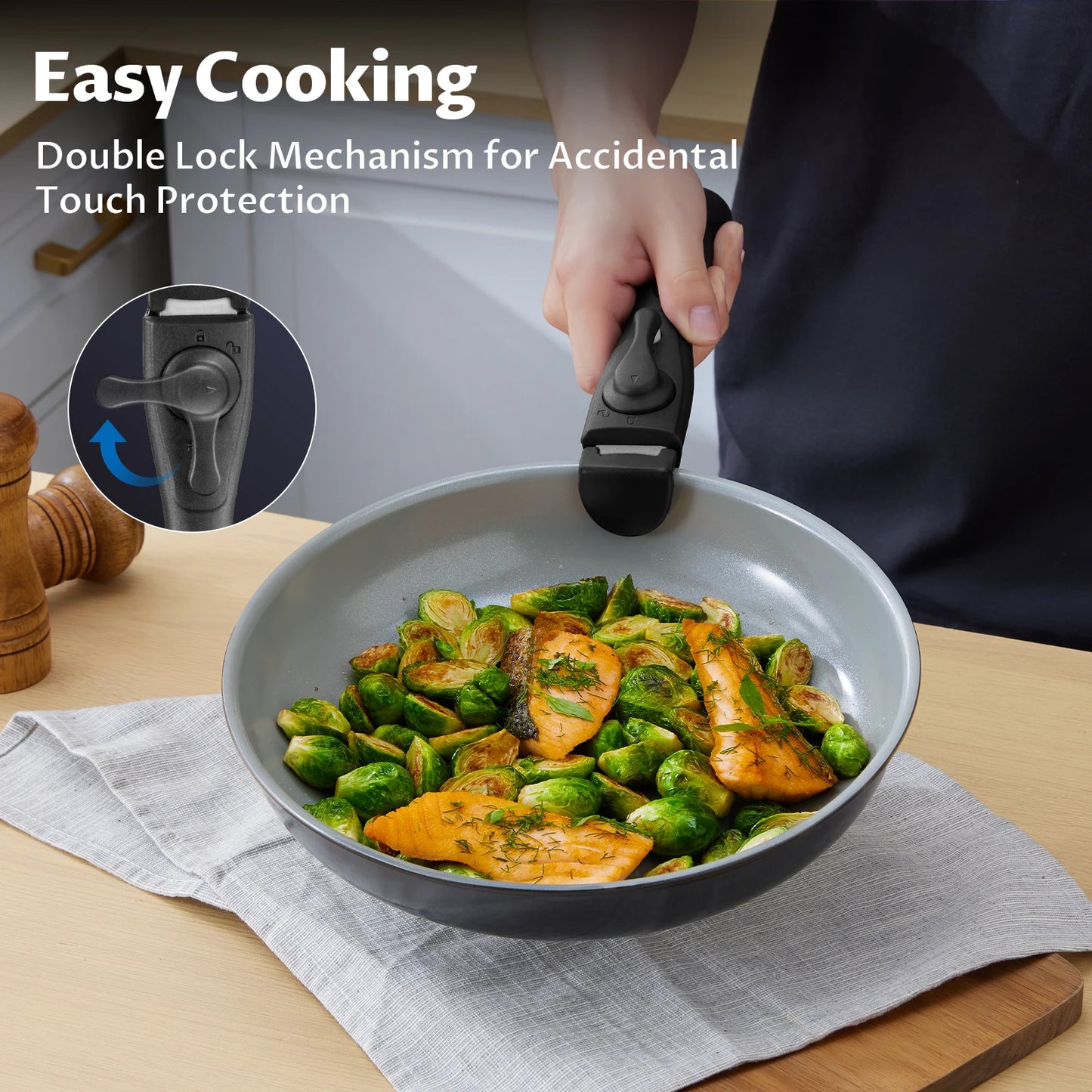 Zimonto - Induction Cookware with Healthy Ceramic Coating, Nonstick Pots and Pans Set 13pcs with Detachable Handles