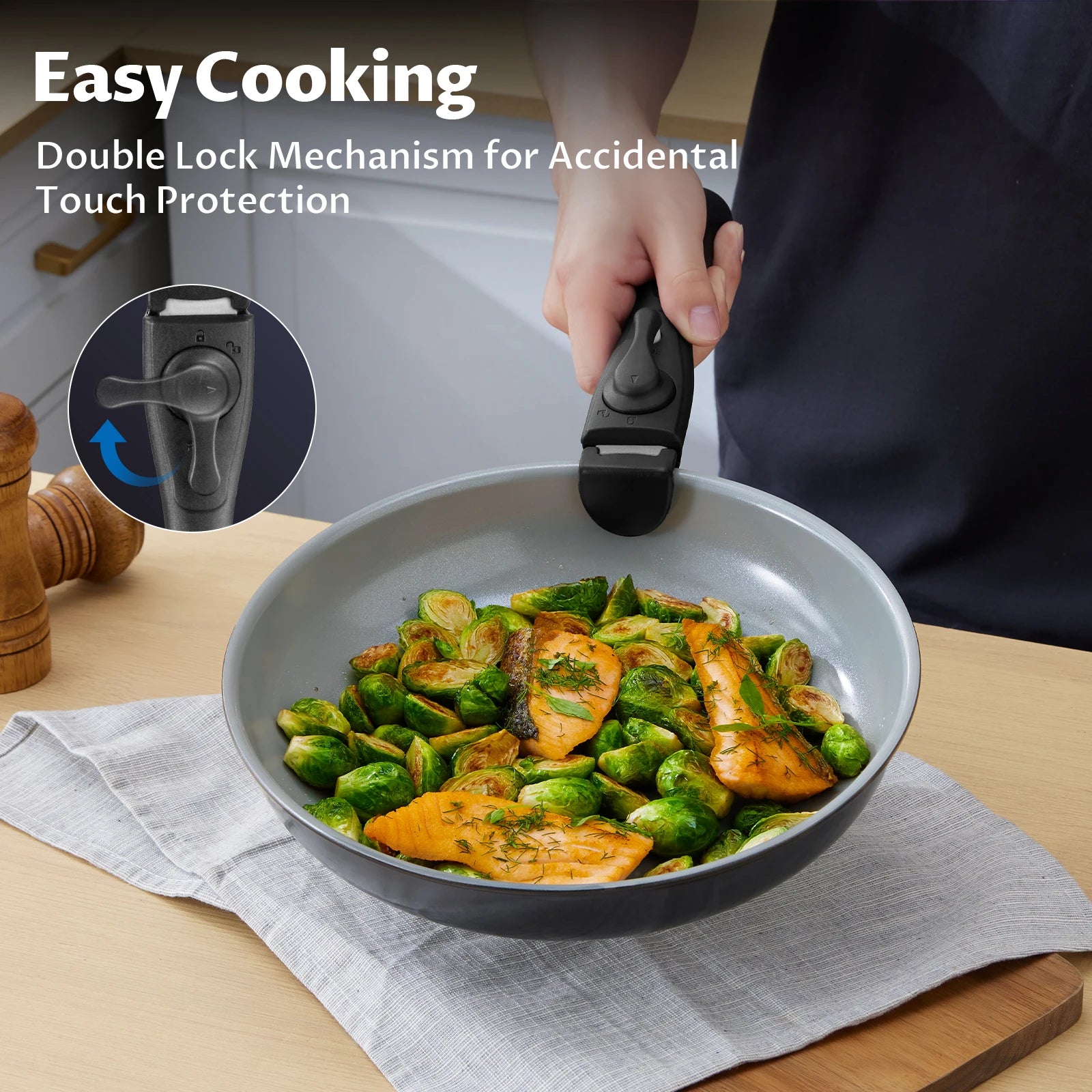 Zimonto - Induction Cookware with Healthy Ceramic Coating, Nonstick Pots and Pans Set 13pcs with Detachable Handles