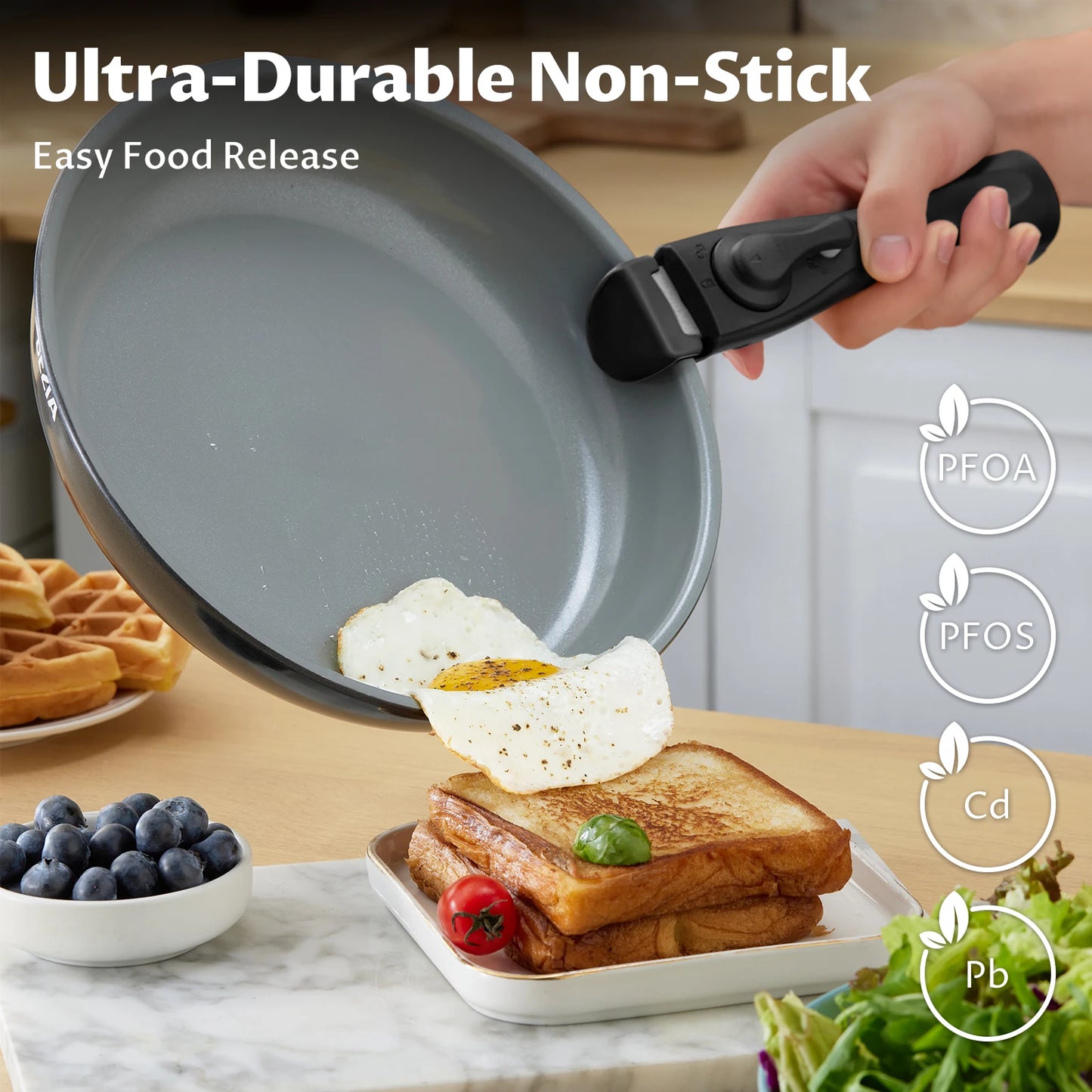 Zimonto - Induction Cookware with Healthy Ceramic Coating, Nonstick Pots and Pans Set 13pcs with Detachable Handles