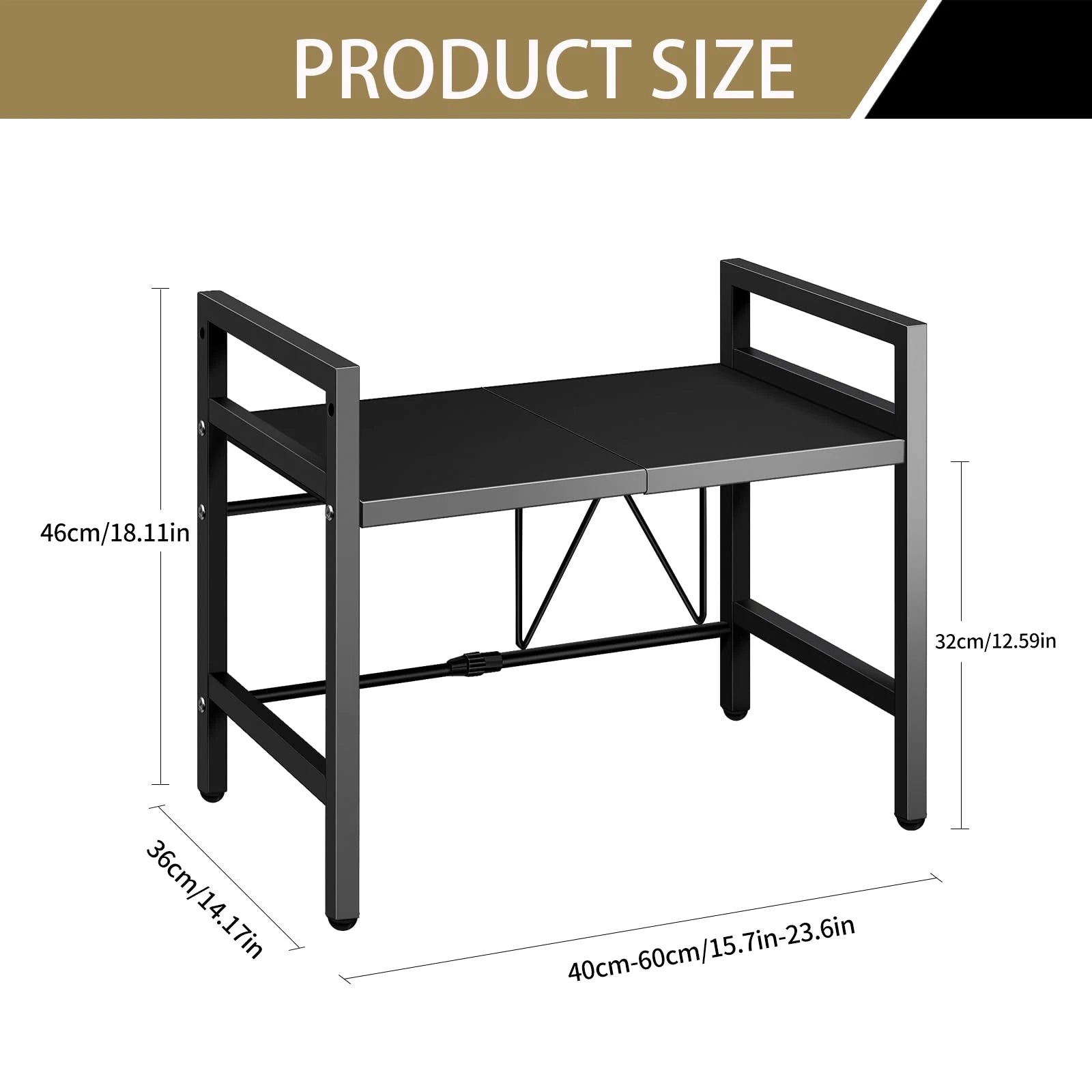 Zimonto - 1pc Expandable 42-64cm Microwave Shelf Organizer, Moisture And Rust Proof Microwave Countertop Organizer,Tableware Storage
