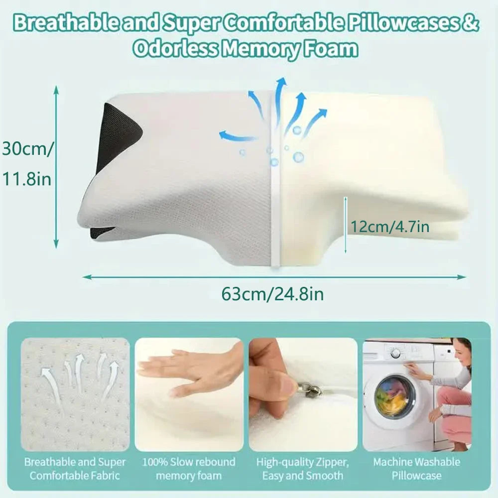 Zimonto - Butterfly Sleep Memory Neck Pillow Slow Rebound Comfortable Memory Foam Sleep Pillow Cervical Orthopedic Neck Massage Bed Pillow
