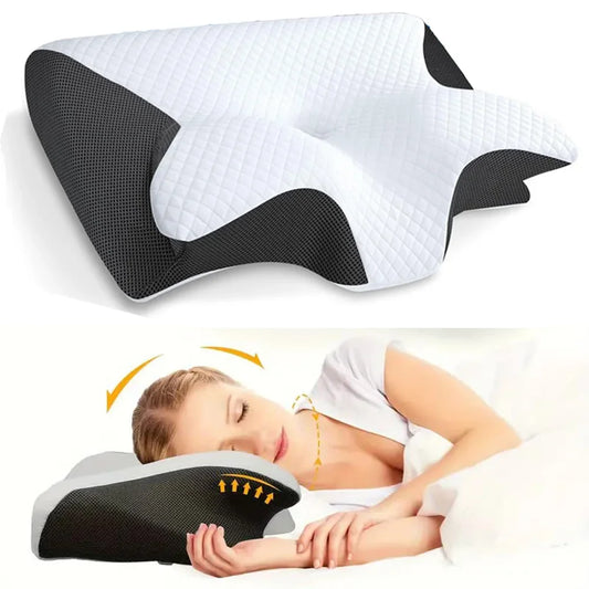 Zimonto - Butterfly Sleep Memory Neck Pillow Slow Rebound Comfortable Memory Foam Sleep Pillow Cervical Orthopedic Neck Massage Bed Pillow