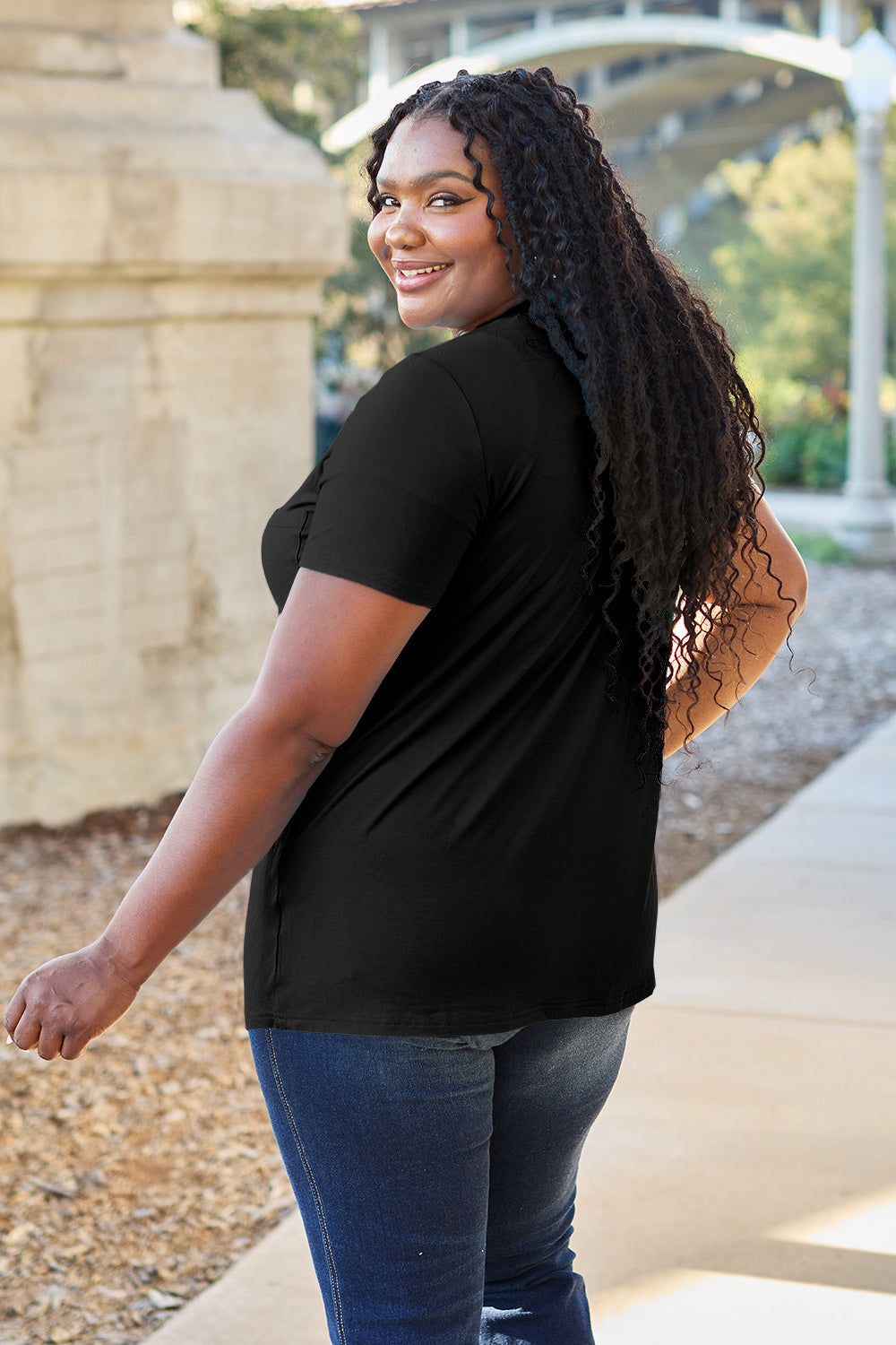 Zimonto - Basic Bae Bamboo Full Size V-Neck Short Sleeve T-Shirt