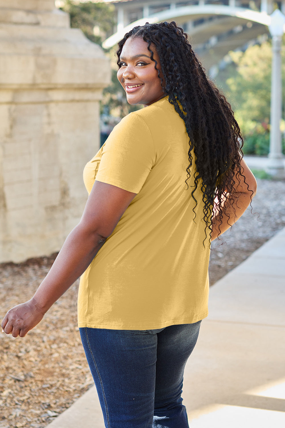 Zimonto - Basic Bae Bamboo Full Size V-Neck Short Sleeve T-Shirt