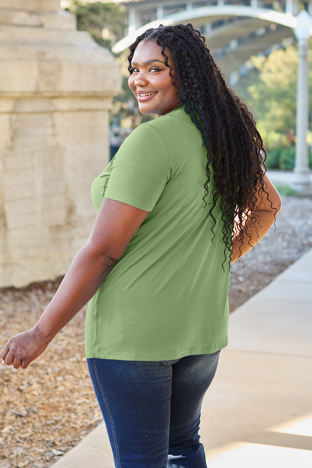 Zimonto - Basic Bae Bamboo Full Size V-Neck Short Sleeve T-Shirt