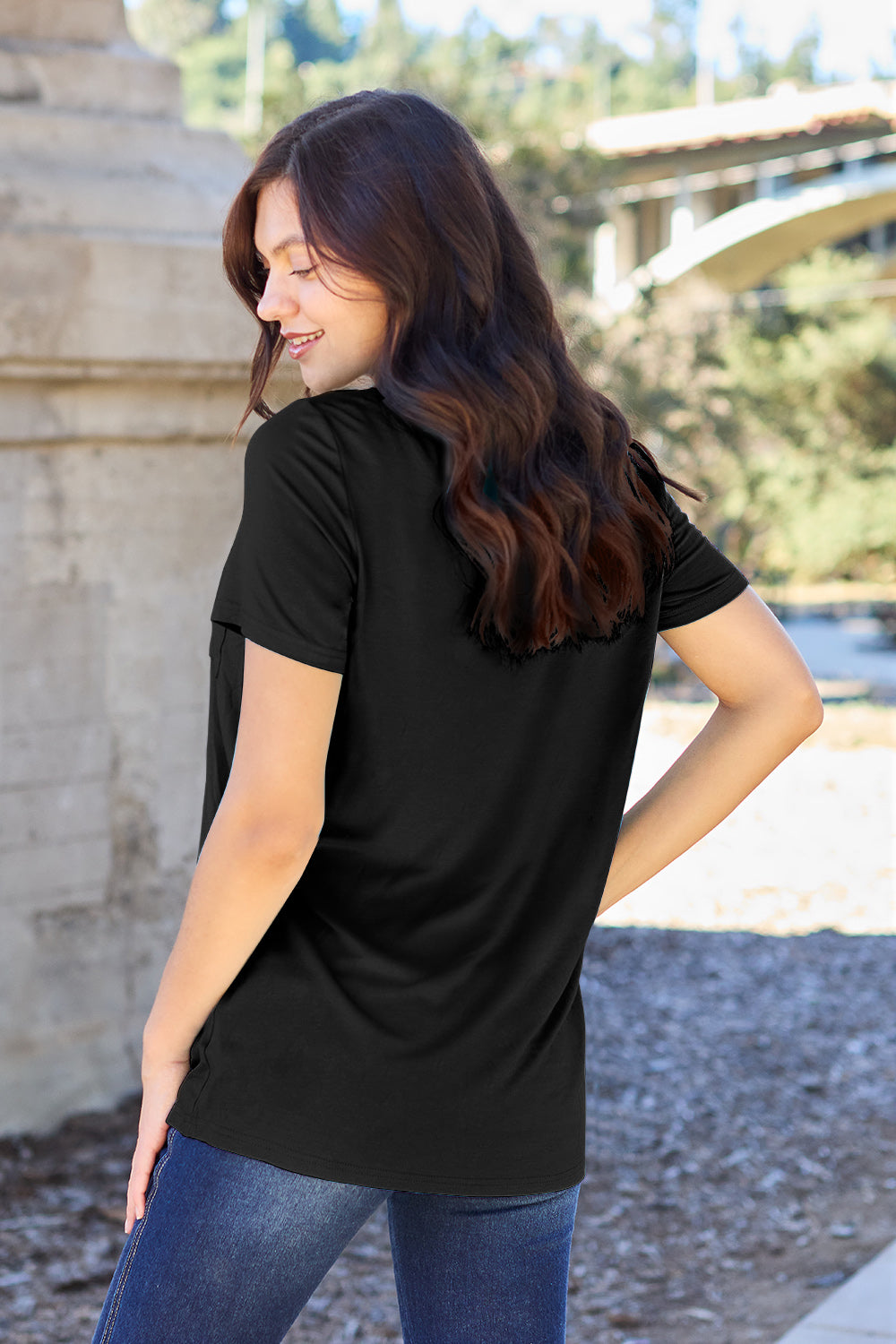 Zimonto - Basic Bae Bamboo Full Size V-Neck Short Sleeve T-Shirt