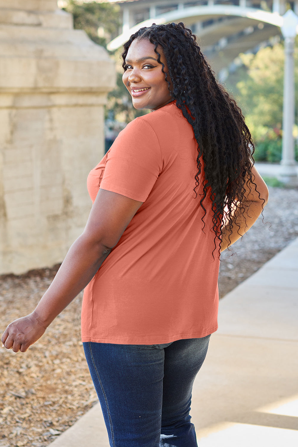 Zimonto - Basic Bae Bamboo Full Size V-Neck Short Sleeve T-Shirt